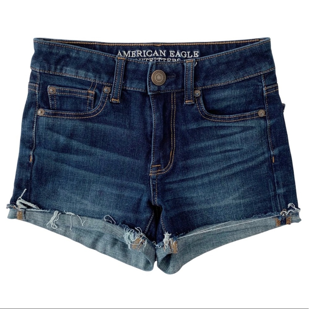 AE Hi-Rise Shortie Cutoff Cuff Hem Denim Shorts
